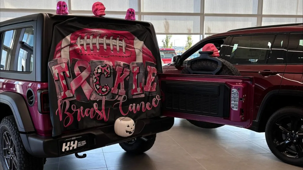 HH Driving Good Breast Cancer Awareness Month Decorated Jeep